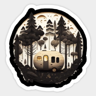 Camping Adventure in the Forest, Full Moon Night Sticker
